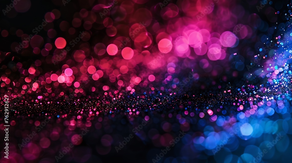 Aufkleber color bokeh light defocused glow overlay blur pink blue red neon glow flecks soft texture on dark bl