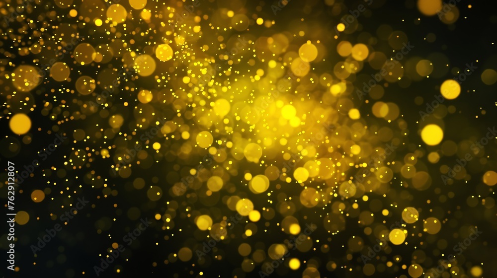 Aufkleber yellow abstract bokeh made from christmas lights on black isolated background holiday concept blur b