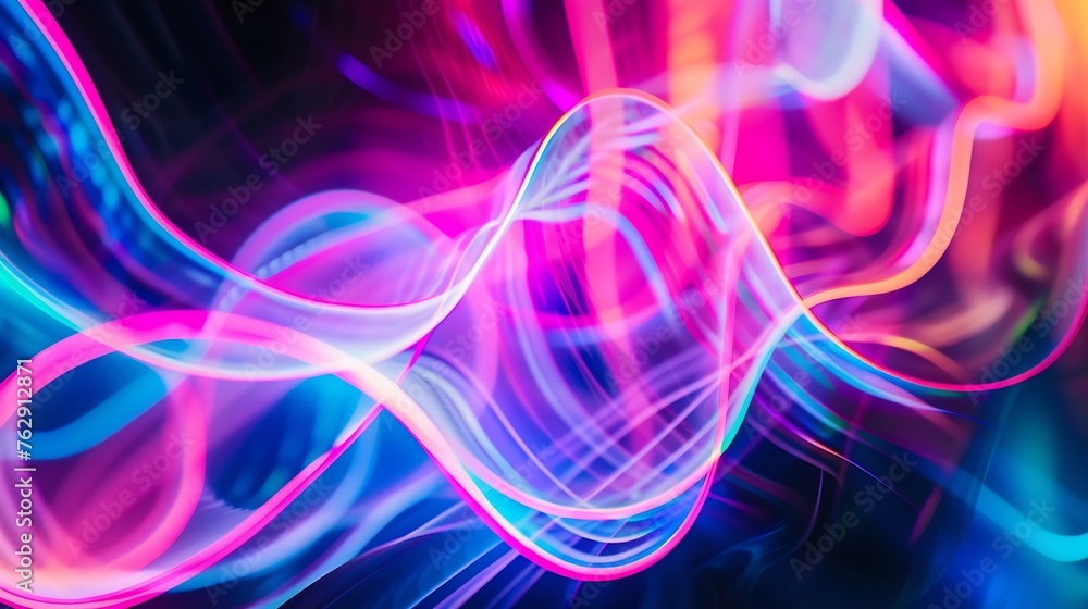 Poster holographic neon background colorful psychedelic abstract pastel color waves for background : genera