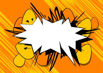 Cartoon Easter Eggs with blank speech bubble, comic book Holiday Invitation background. Retro vector comics pop art design.