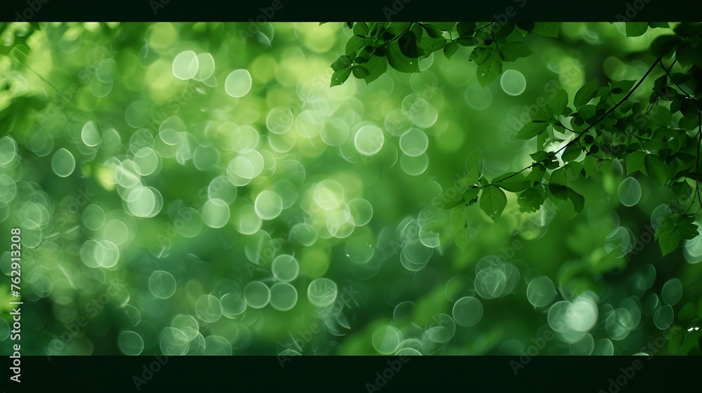 Poster natural green bokeh background : Generative AI