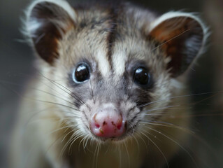 A Close Up Detailed Photo of a Opossum's Face