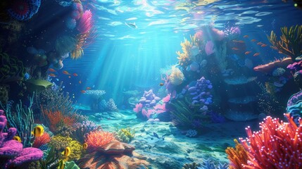 Fototapeta na wymiar Underwater Wonderland Colorful Coral Reef Scene