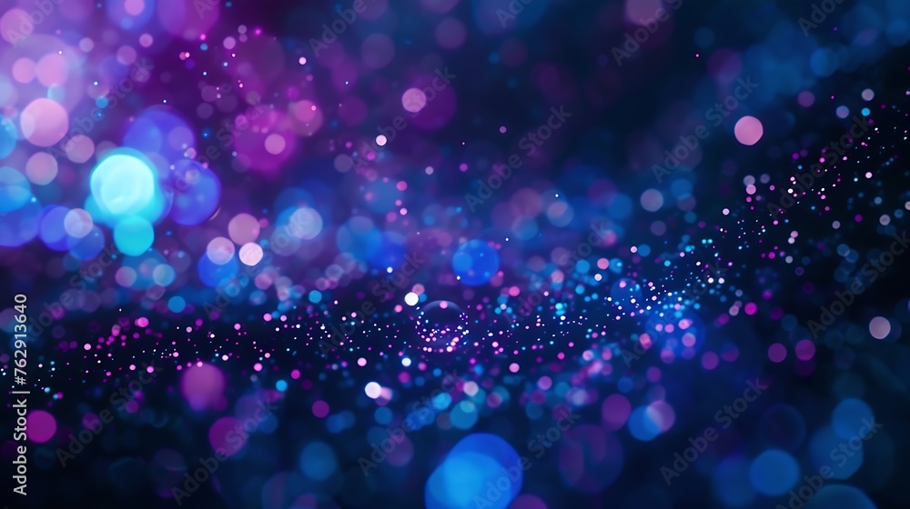 Poster blur neon light lens flare overlay bokeh fluorescent flash gleam defocused blue purple color flecks 
