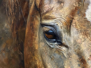 A Close Up Detailed Photo of a Horse's Face