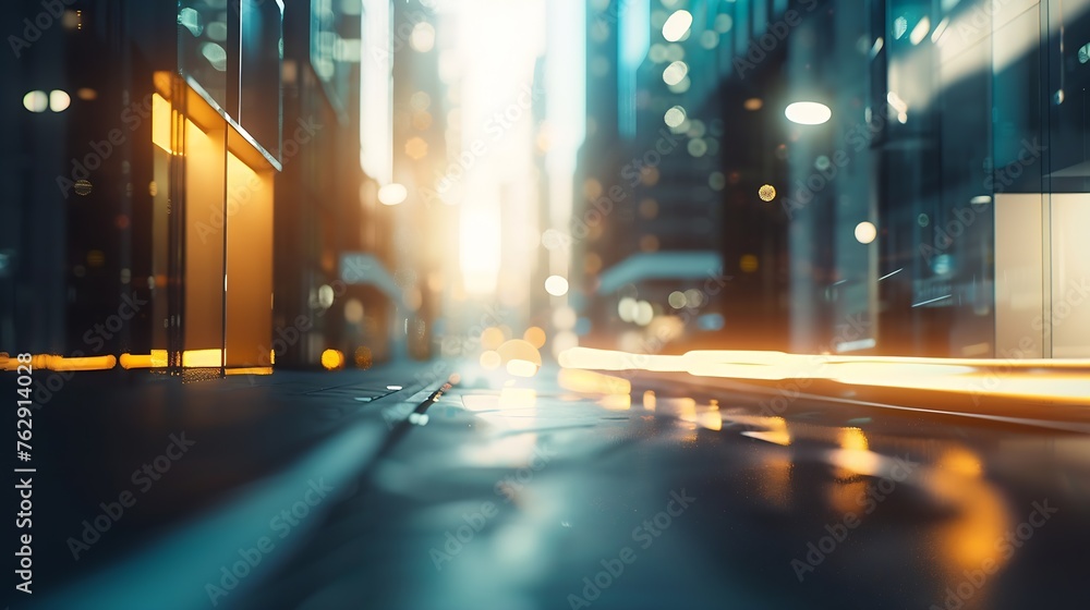 Poster abstract urban background with blurred buildings and street shallow depth of focus : generative ai