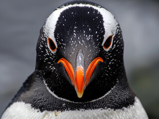 A Close Up Detailed Photo of a Penguin's Face - obrazy, fototapety, plakaty