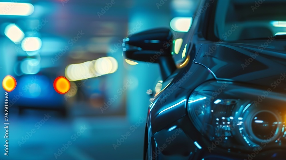 Aufkleber abstract blurred car in parking background : generative ai
