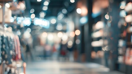 Blur store background Blur shop at mall for retail business background Blurred perspective shop store interior with abstract bokeh light backdrop banner wallpaper poster : Generative AI
