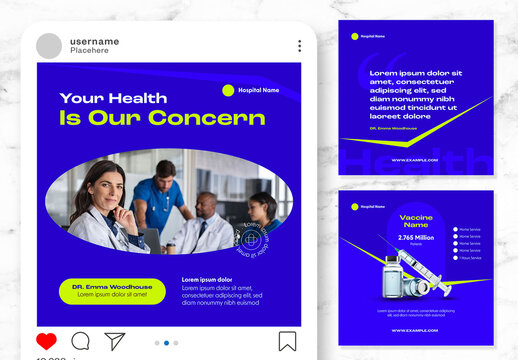 Blue and Green Medical Instagram Post Set
