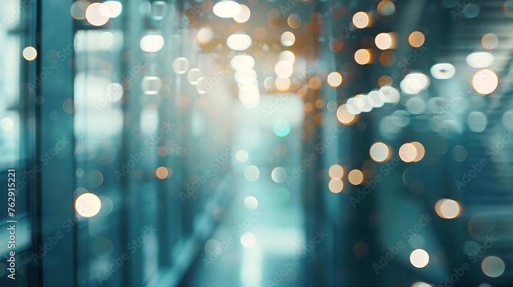 Leinwandbilder blurred empty open space office abstract light bokeh at office interior background : generative ai