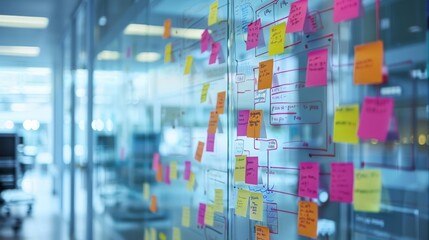 White board filled with strategic plans