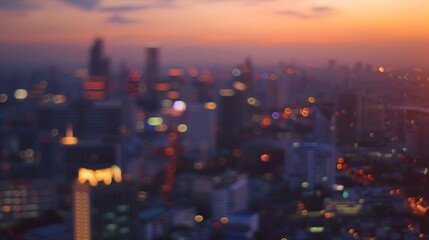 City blurred lights background after sunset : Generative AI