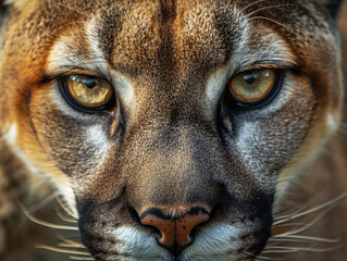 A Close Up Detailed Photo of a Mountain Lion's Face