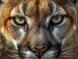 Fotobehang A Close Up Detailed Photo of a Mountain Lion's Face © Nathan Hutchcraft
