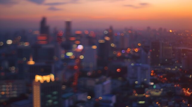City blurred lights background after sunset : Generative AI
