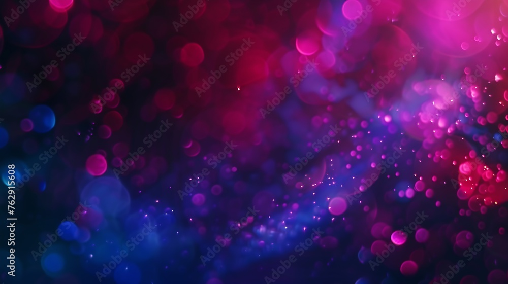 Poster Blur neon background Color glow Light flare Bokeh sparks texture Defocused blue red purple flecks rays on dark abstract overlay : Generative AI