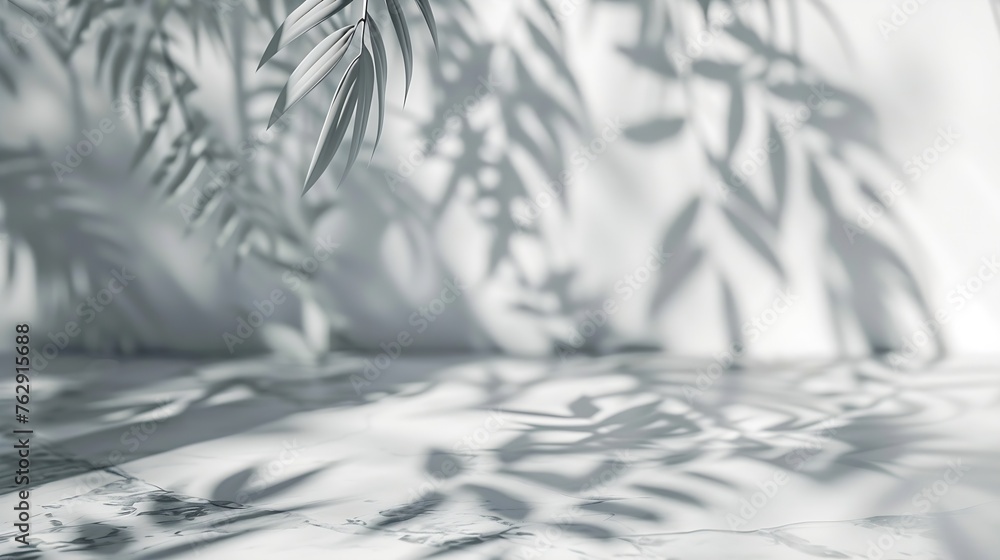 Poster minimalistic light background with blurred foliage shadow on a light wall beautiful background for p