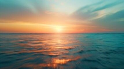 Fototapeta na wymiar sunset colors on ocean horizon motion blur : Generative AI