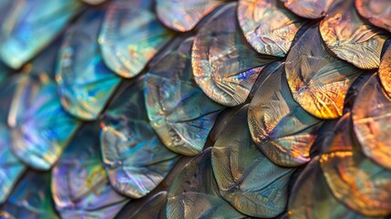  Iridescent Fish Scales in Close-Up Texture