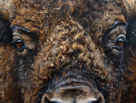 A Close Up Detailed Photo of a Bison's Face
