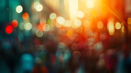 Blurred crowd of unrecognizable at the street : Generative AI