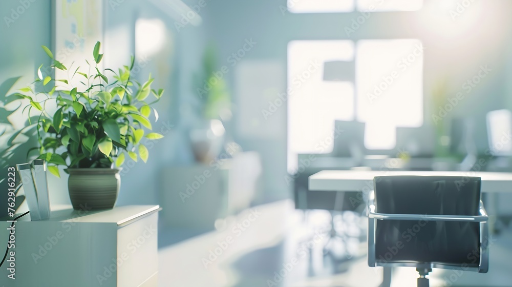 Leinwandbilder blur image of hospital office room with table and chairs for background usage : generative ai