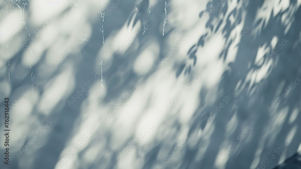 Aufkleber Blurred water texture overlay effect for photo and mockups Organic drop diagonal shadow and light caustic effect on a white wall Shadows for natural light effects : Generative AI