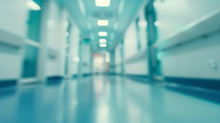 blur background of modern hospital ICU corridor interior medical and healthcare concept : Generative AI