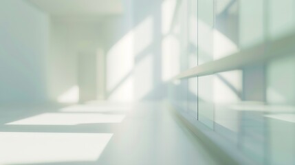 Abstract blurred modern workspace background white indoor interior office or hospital with window and the light with copy space vertical style Blurry backgrounds for ad and business pr : Generative AI