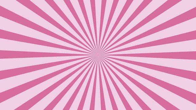 Animated spiral background. Seamless loop. Pop art Retro pink color. retro sunburst background. Animation background