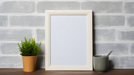 Frame mockup in contemporary minimalist beige room interior