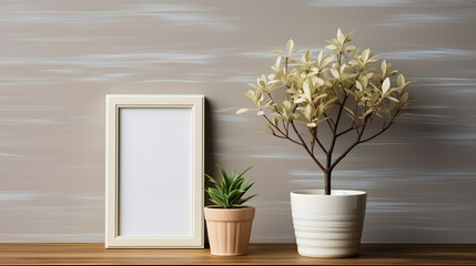 Frame mockup in minimalist decorated interior background