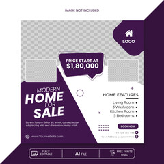 Exclusive Furniture Sale, Modern Creative Real state Home rent, social media post, Instagram Square post, timeline web ad banner And Poster template.