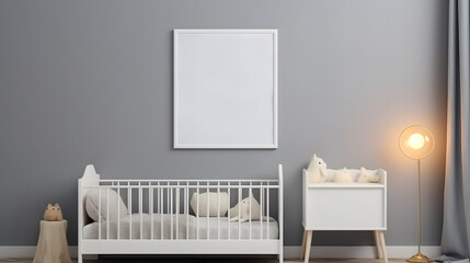 Mock up frame in unisex children room interior background - obrazy, fototapety, plakaty