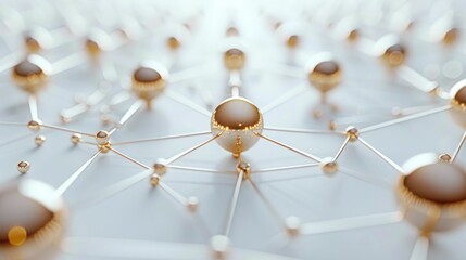 3D minimalist business ecosystem, interconnected