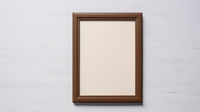 Old wooden frame mockup close up on white wall