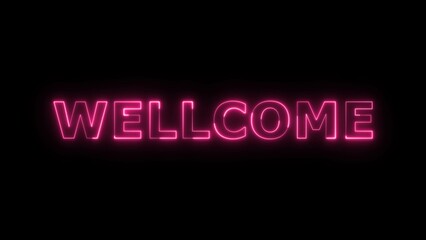 Welcome neon light glowing text background illustration.