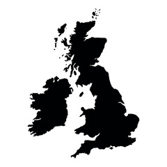 vector british isles map on white background