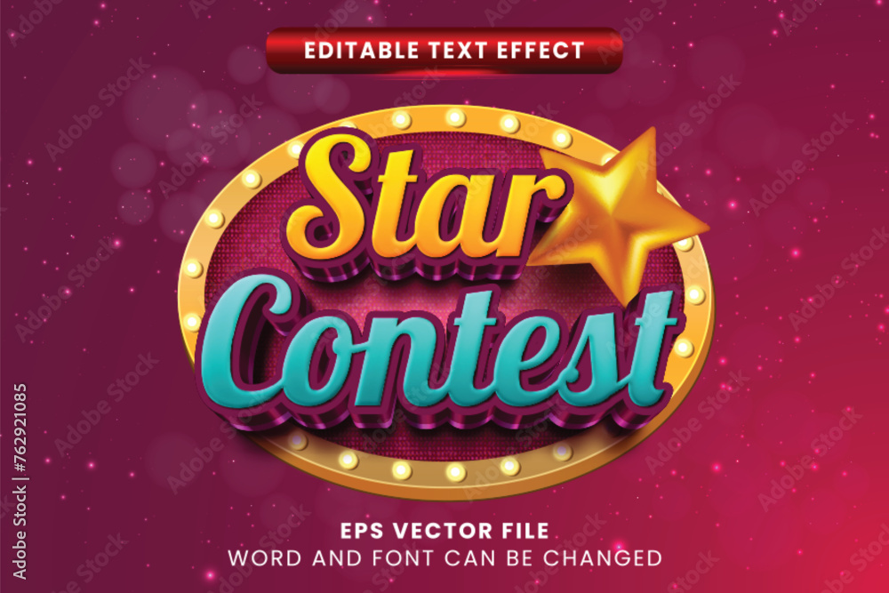 Fototapete star contest show 3d editable vector text effect