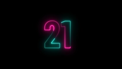 Neon countdown number background illustration 4k.