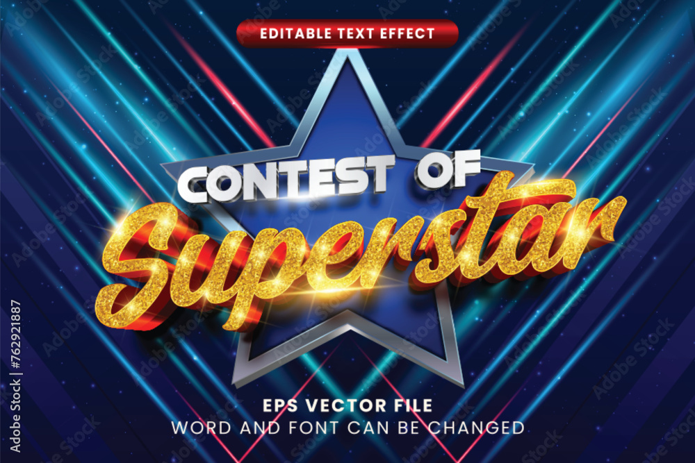 Fototapete superstar contest show 3d editable vector text effect