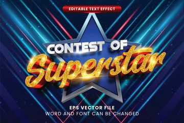 Superstar contest show 3d editable vector text effect - obrazy, fototapety, plakaty