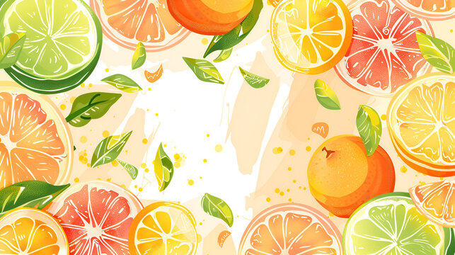 Citrus fruits collection food background, generative ai
