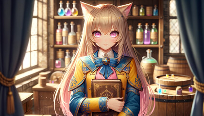 Obraz premium 本を持った女性|Genrave Ai