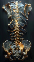 Large Animal Skeleton on Black Surface