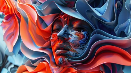 Acedia portrayed through abstract shapes and colors, unique hyper-realistic illustrations - obrazy, fototapety, plakaty