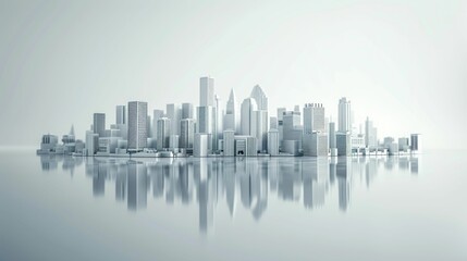 3D minimalist urban skyline, business focus