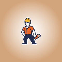 Logo construction worker design illustration