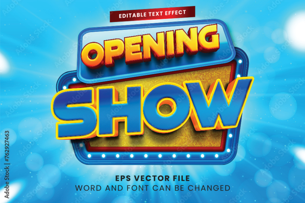 Poster opening show editable vector text effect